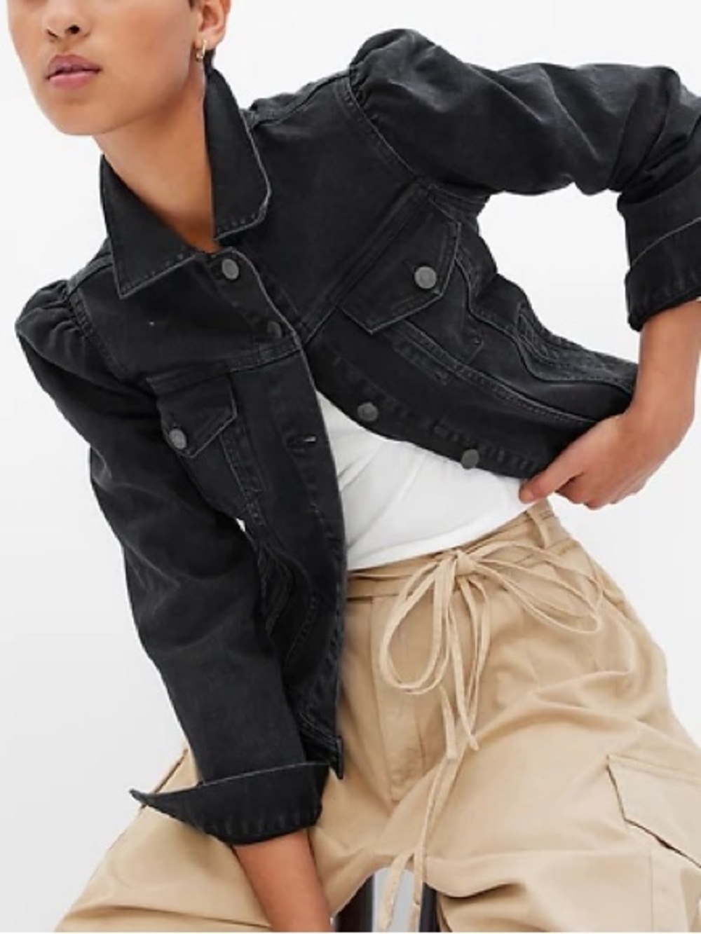 GAP Puff Sleeve Jean Denim Jacket